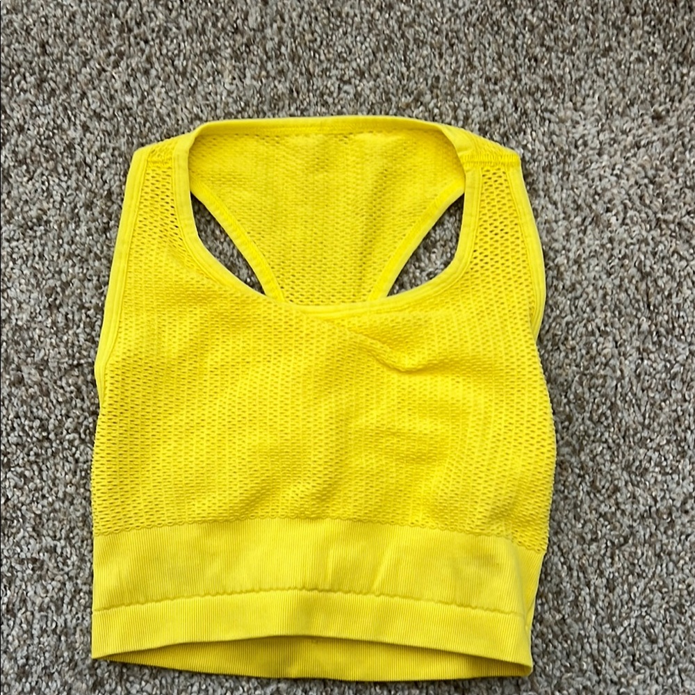 ALO Vibrant Yellow Mesh Sports Bra